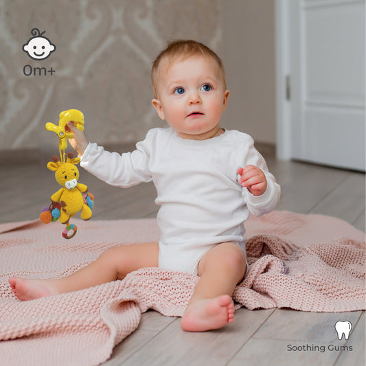 MOON Handcrafted Crochet  Toy with Ring & Clip Hanger-Giraffe