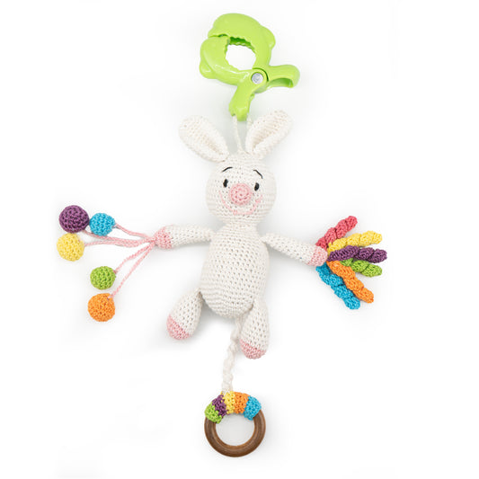 MOON Handcrafted Crochet Toy with Cuddle Ring & Clip Hanger-Bunny
