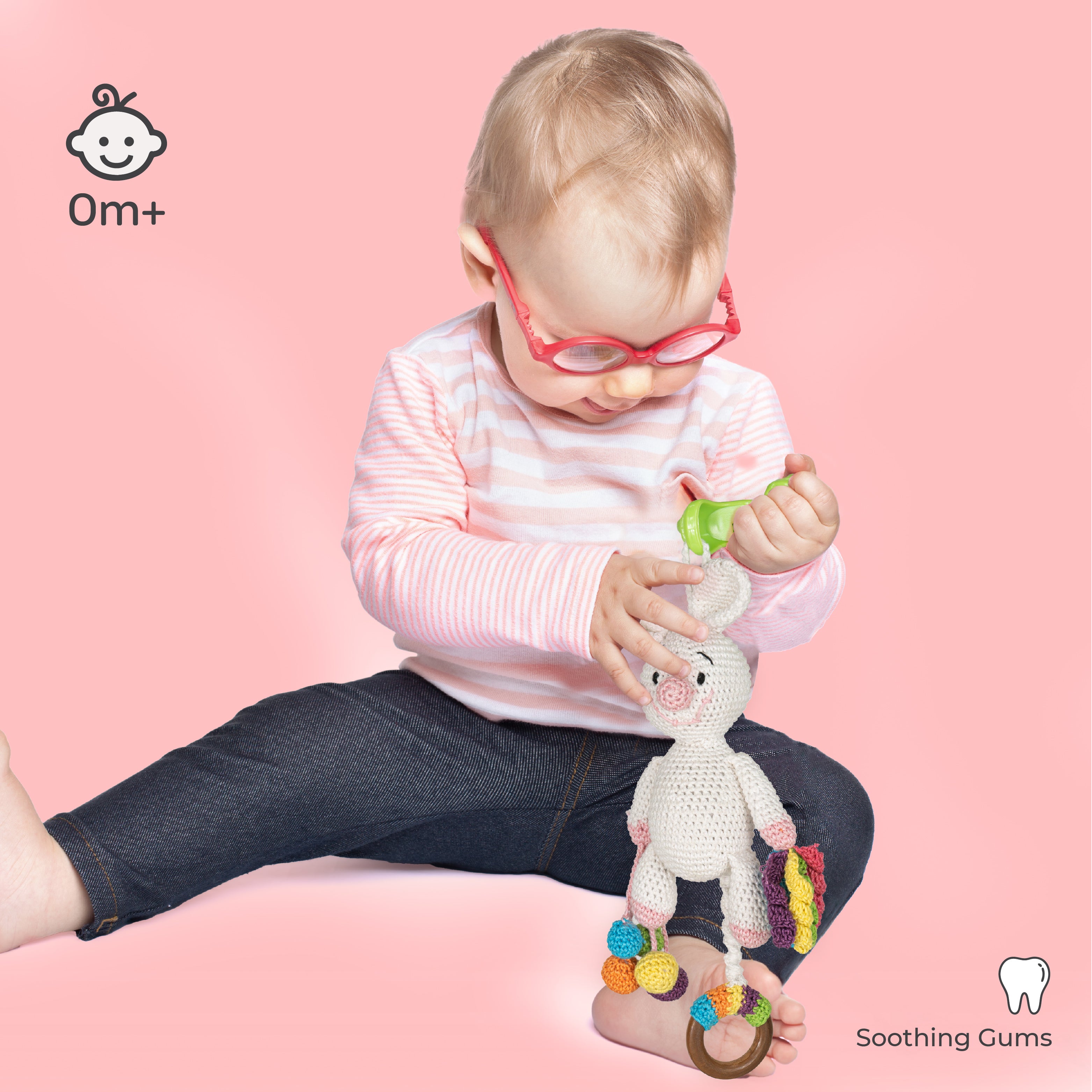 MOON Handcrafted Crochet Toy with Cuddle Ring & Clip Hanger-Bunny