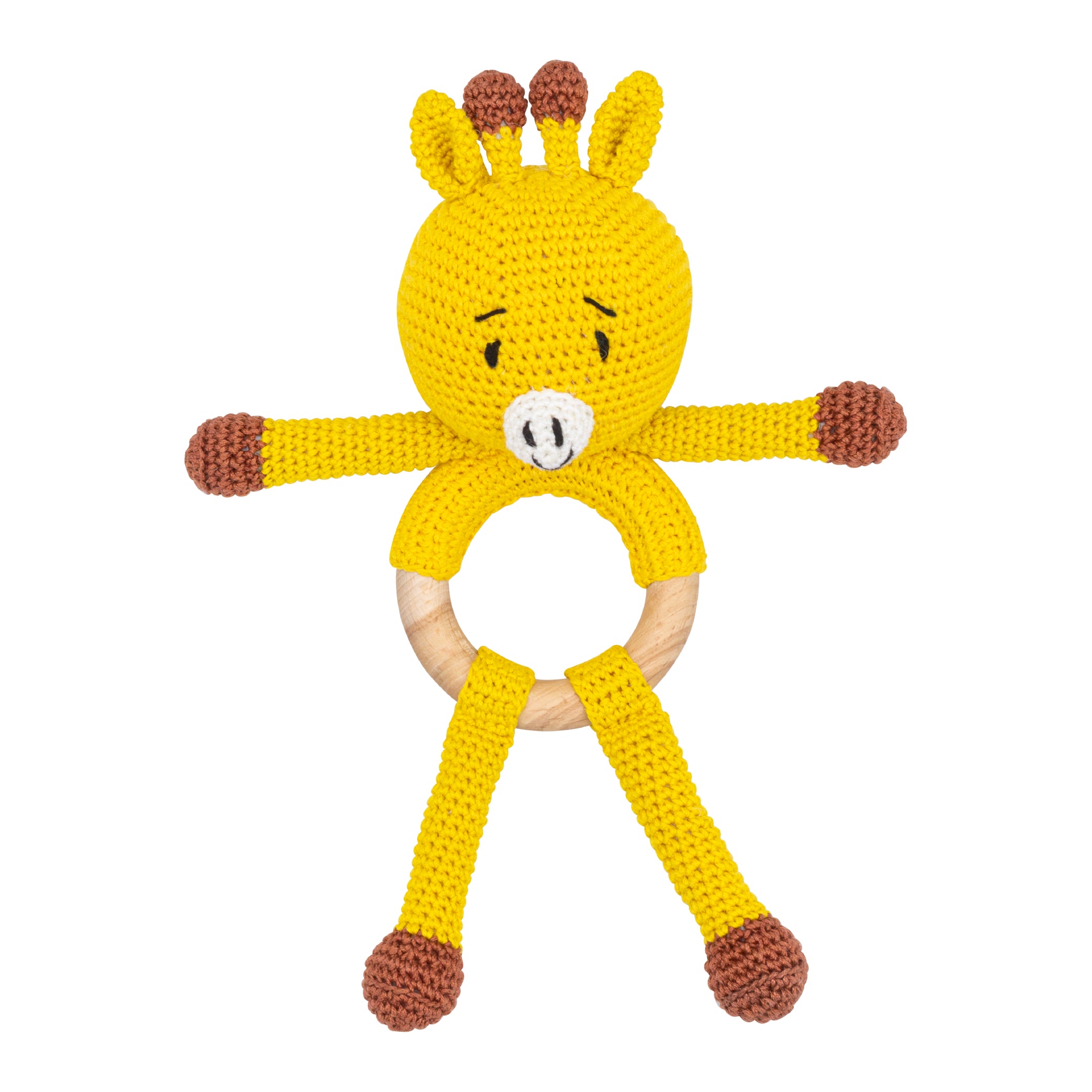 MOON Handcrafted Crochet Toy with Cuddle Ring -Giraffe