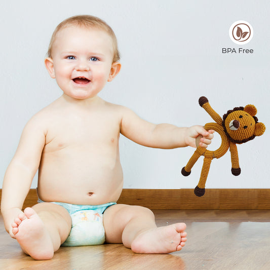 MOON Handcrafted Crochet  Toy with Cuddle Ring - Lion