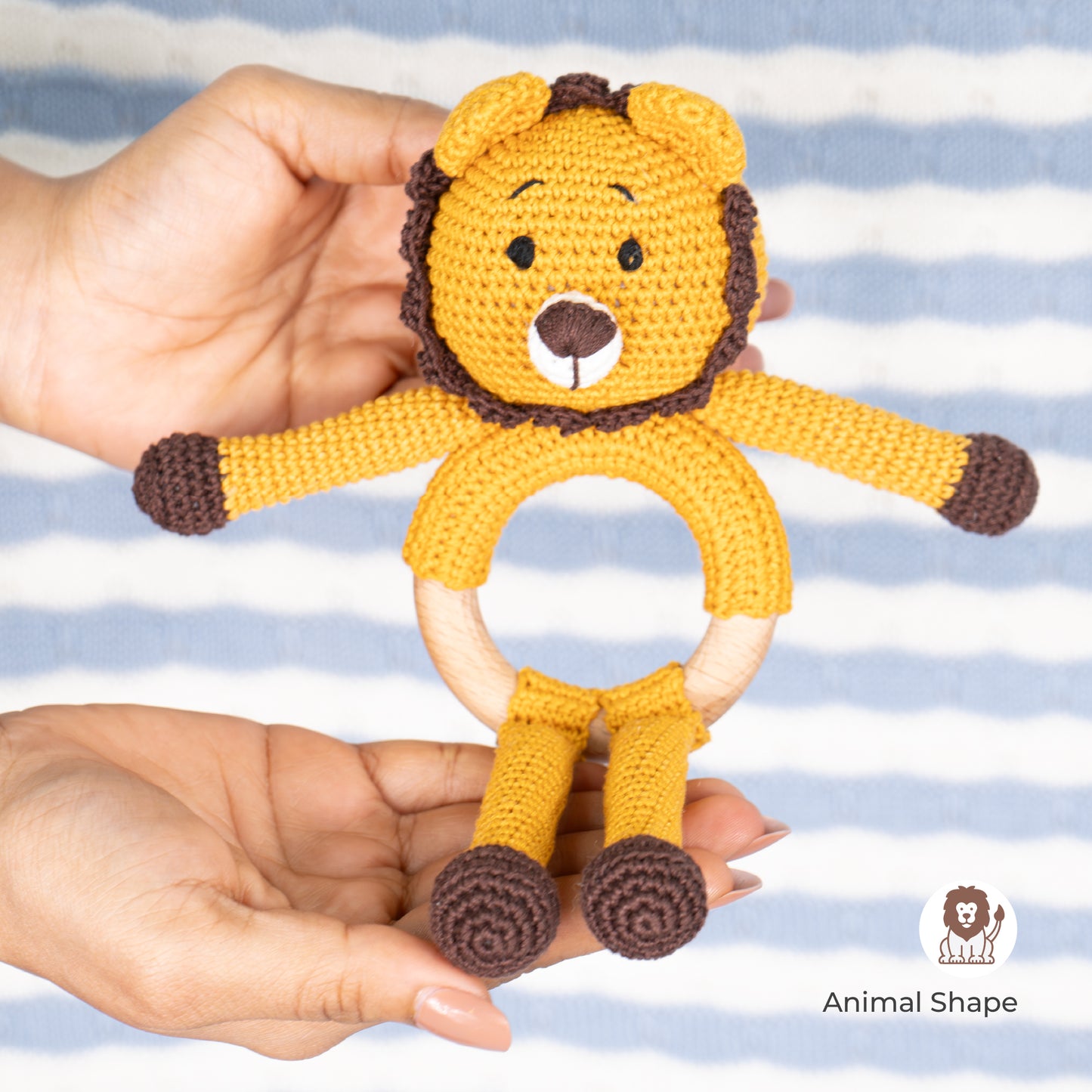 MOON Handcrafted Crochet  Toy with Cuddle Ring - Lion