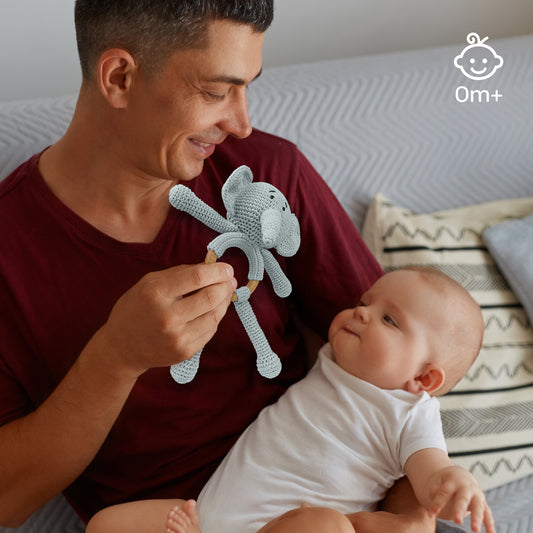 MOON Handcrafted Crochet  Toy with Cuddle Ring-Elephant