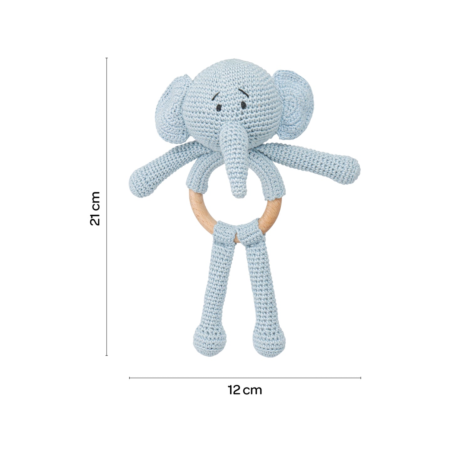 MOON Handcrafted Crochet  Toy with Cuddle Ring-Elephant