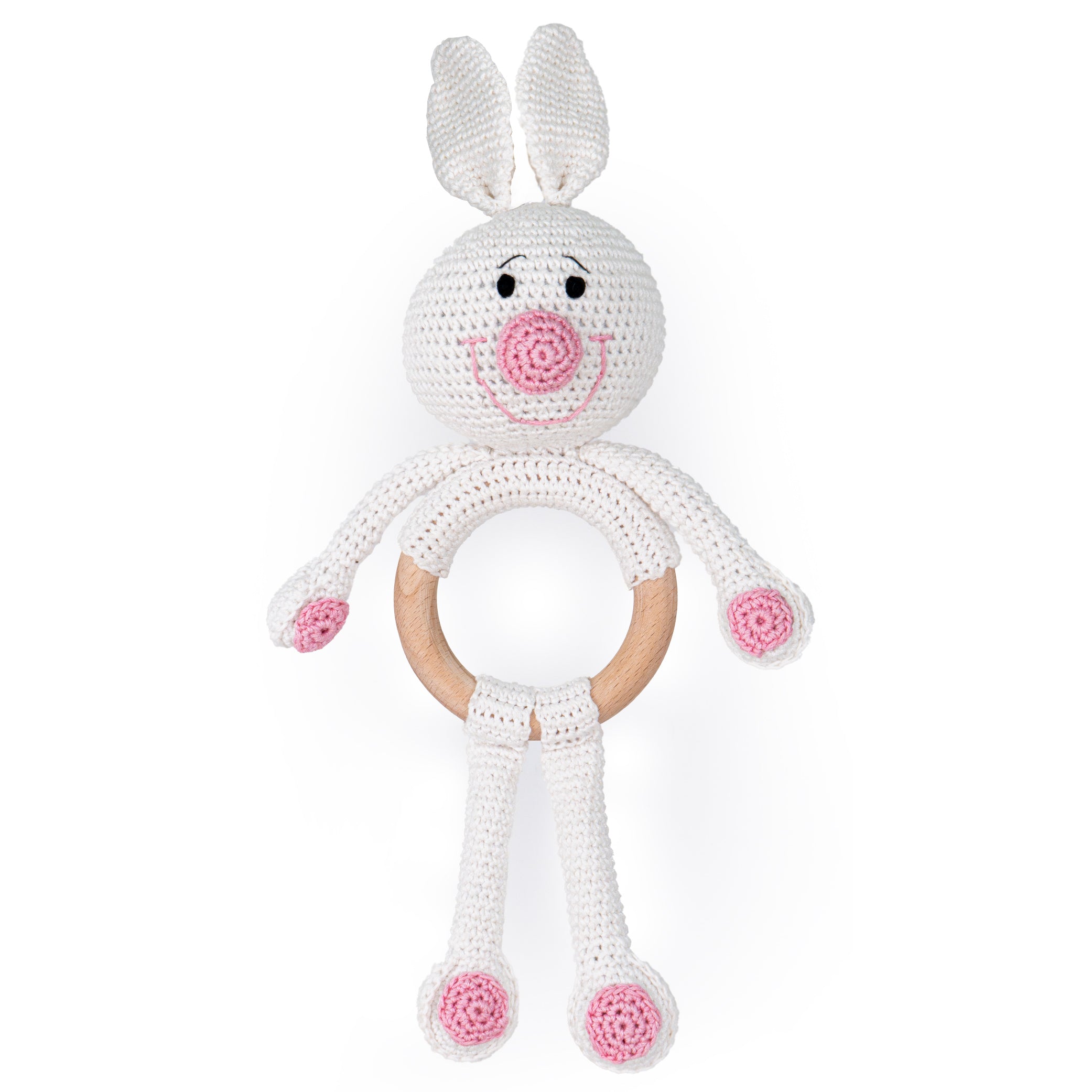 MOON Handcrafted Crochet  Toy with Cuddle Ring -Bunny