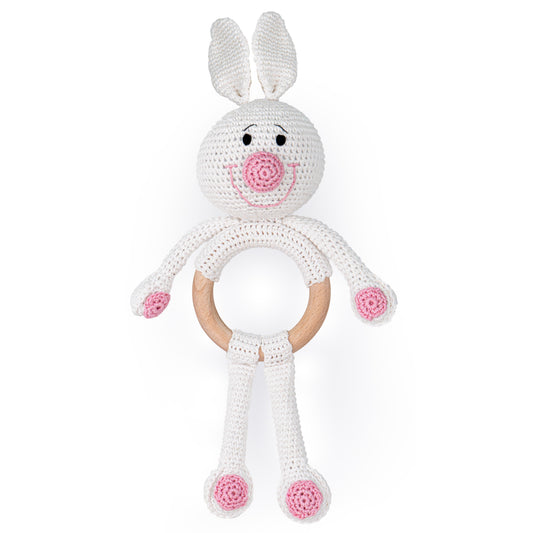 MOON Handcrafted Crochet  Toy with Cuddle Ring -Bunny