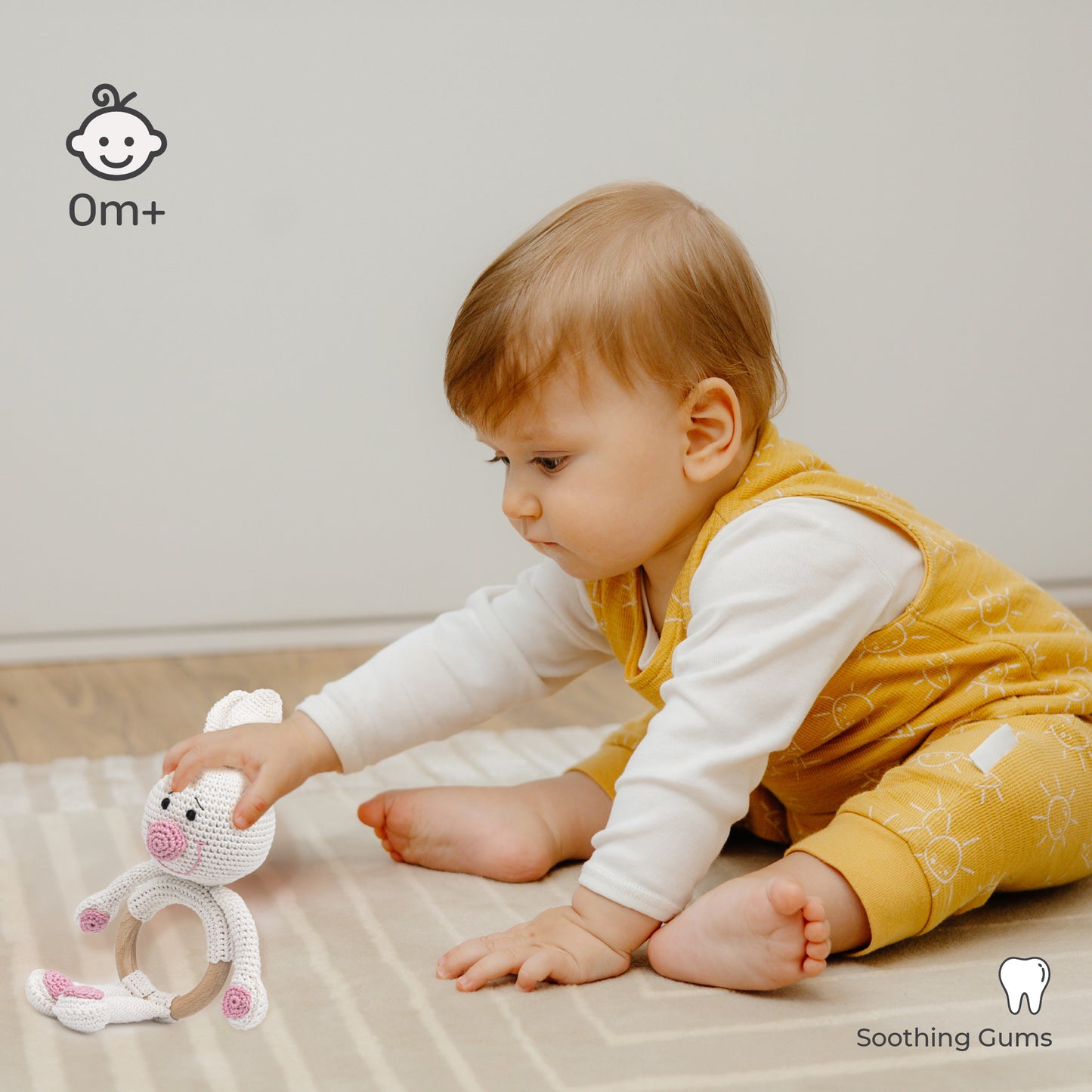 MOON Handcrafted Crochet  Toy with Cuddle Ring -Bunny