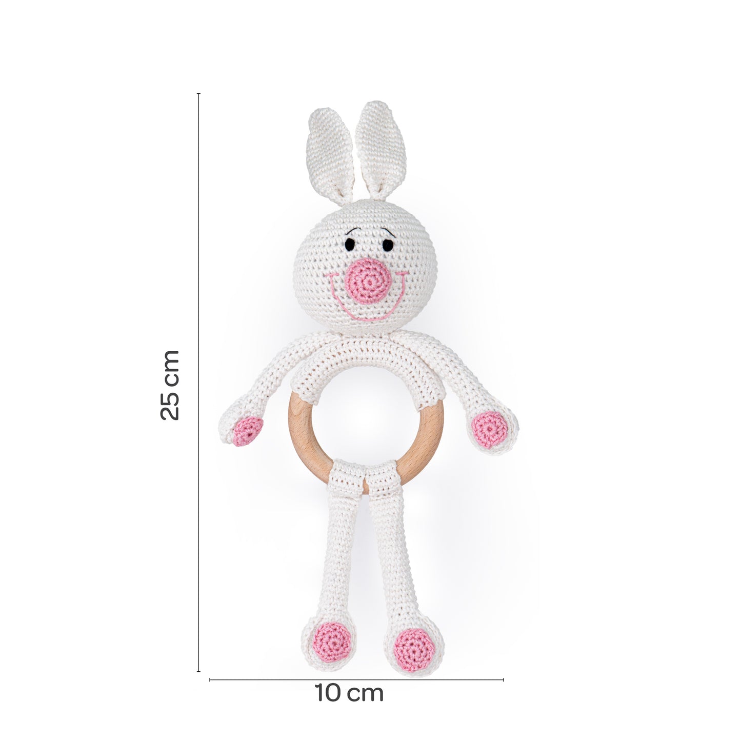 MOON Handcrafted Crochet  Toy with Cuddle Ring -Bunny