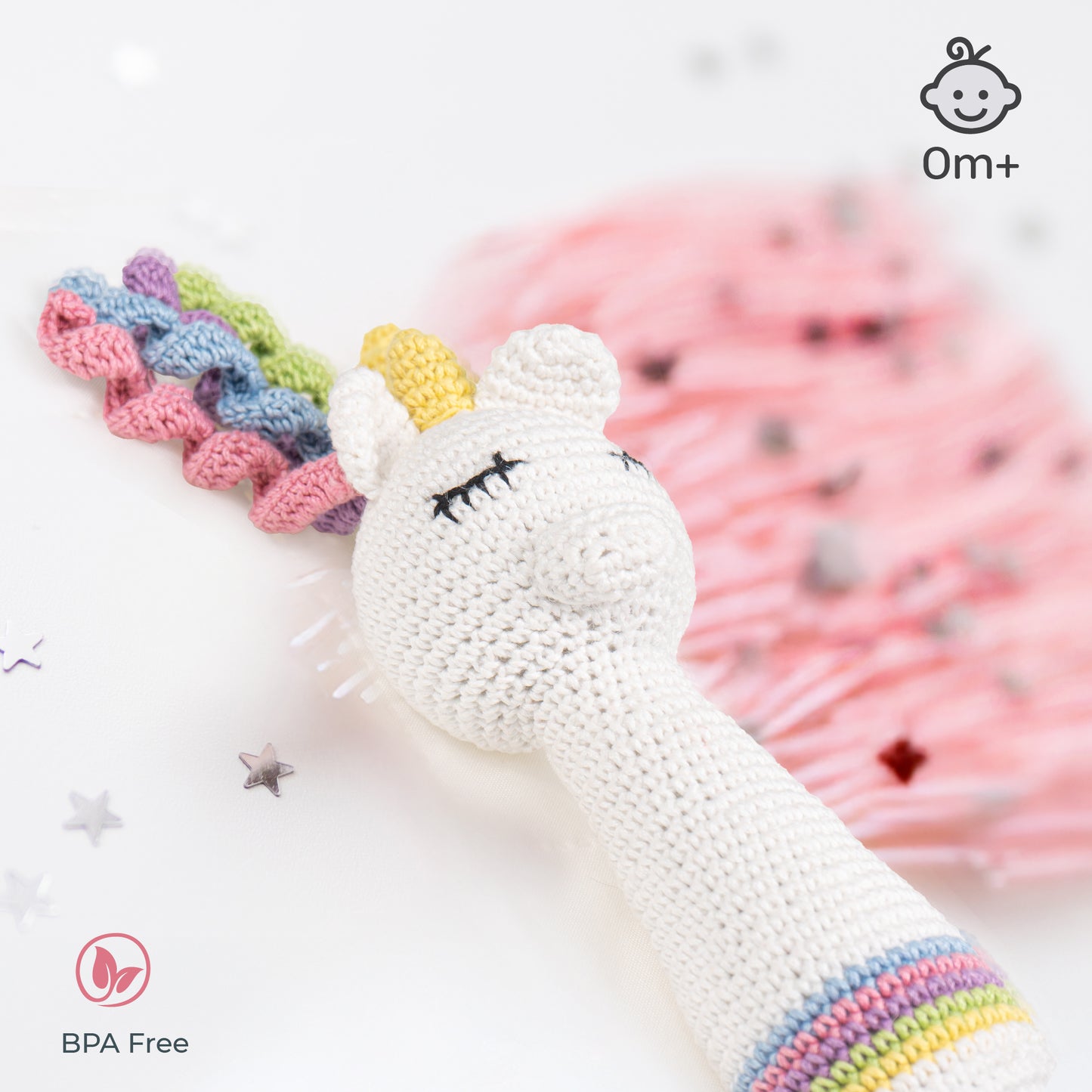 MOON Handcrafted Crochet Knitted Loop Rattle Toy -Pony
