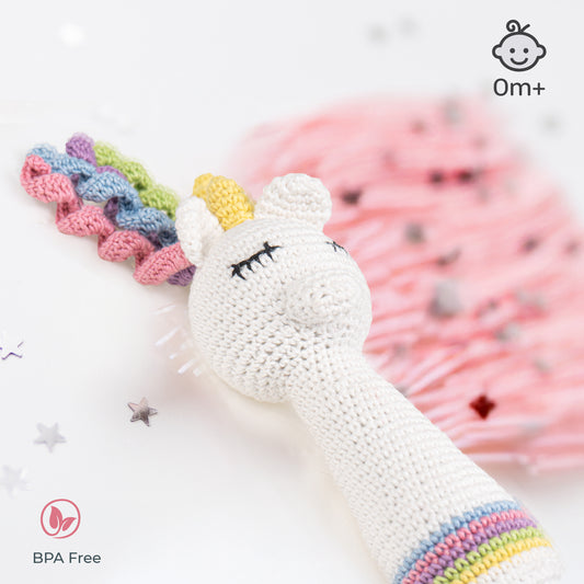MOON Handcrafted Crochet Knitted Loop Rattle Toy -Pony