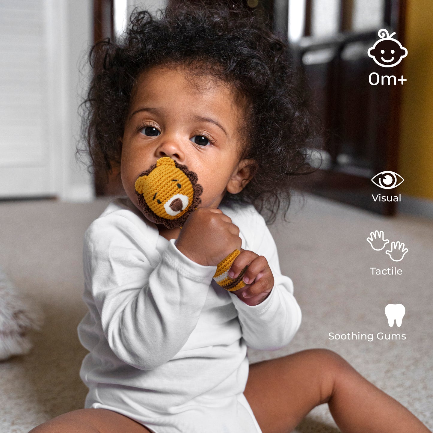 MOON Handcrafted Crochet Knitted Loop Rattle Toy-Lion