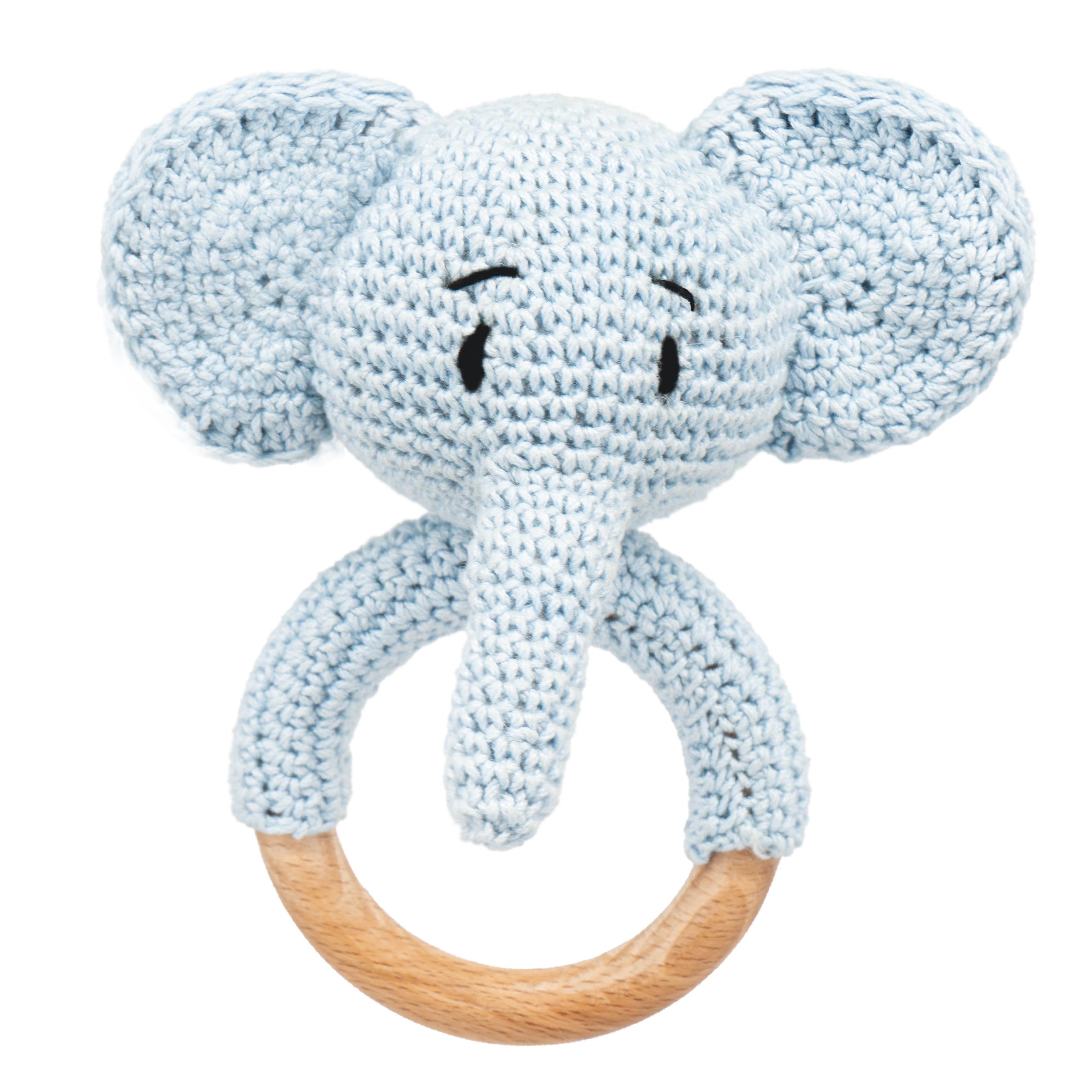MOON Handcrafted Crochet Ring Rattle Toy-Elephant