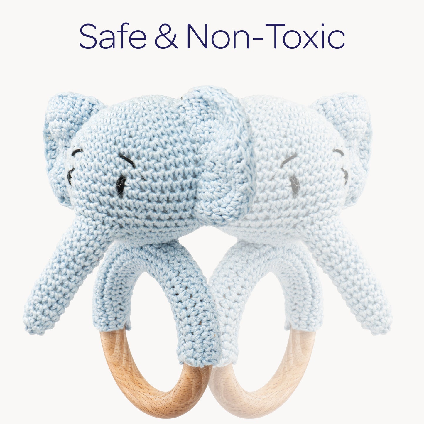 MOON Handcrafted Crochet Ring Rattle Toy-Elephant