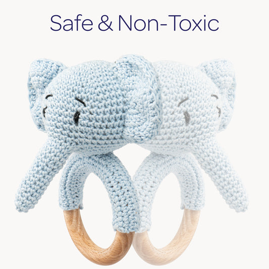 MOON Handcrafted Crochet Ring Rattle Toy-Elephant