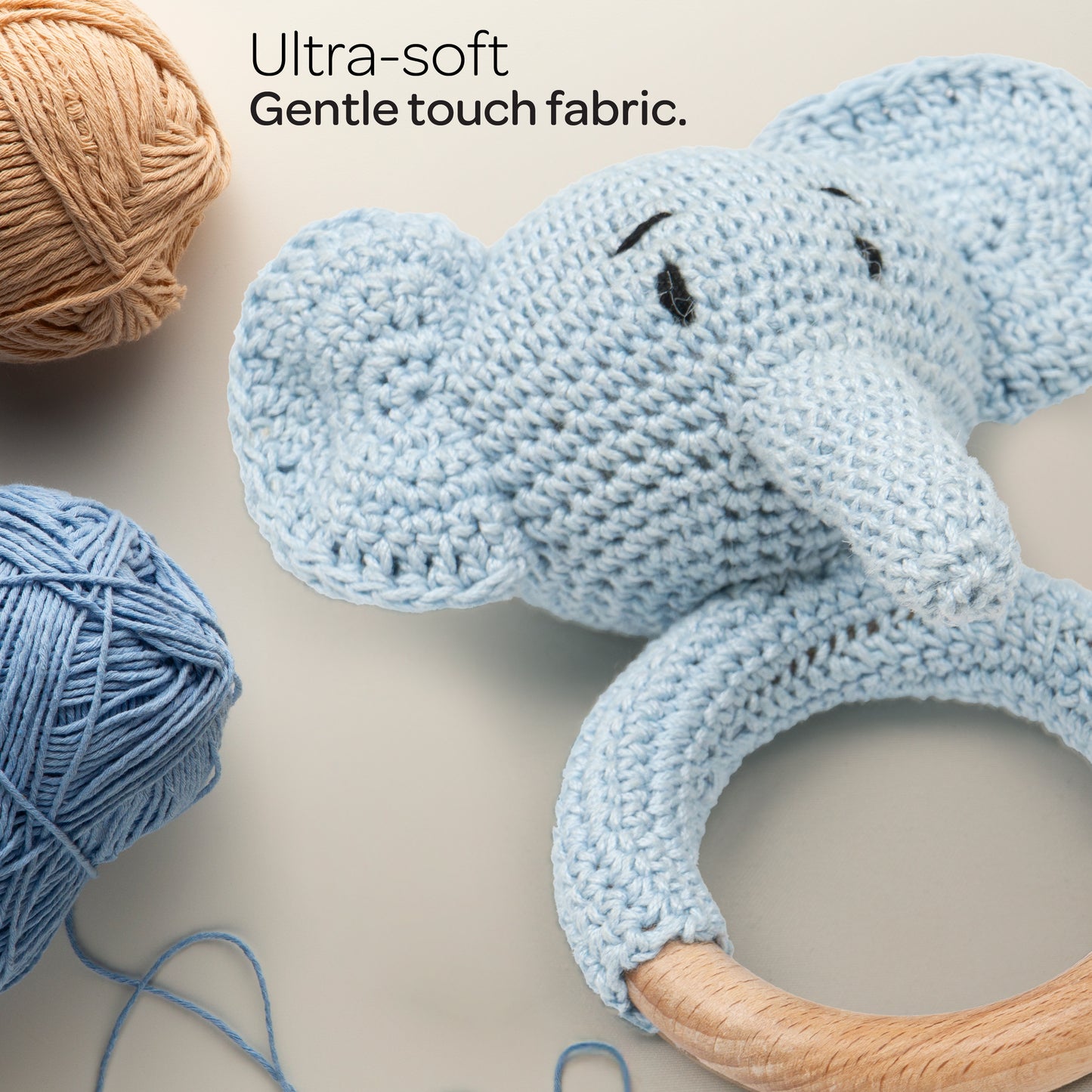 MOON Handcrafted Crochet Ring Rattle Toy-Elephant