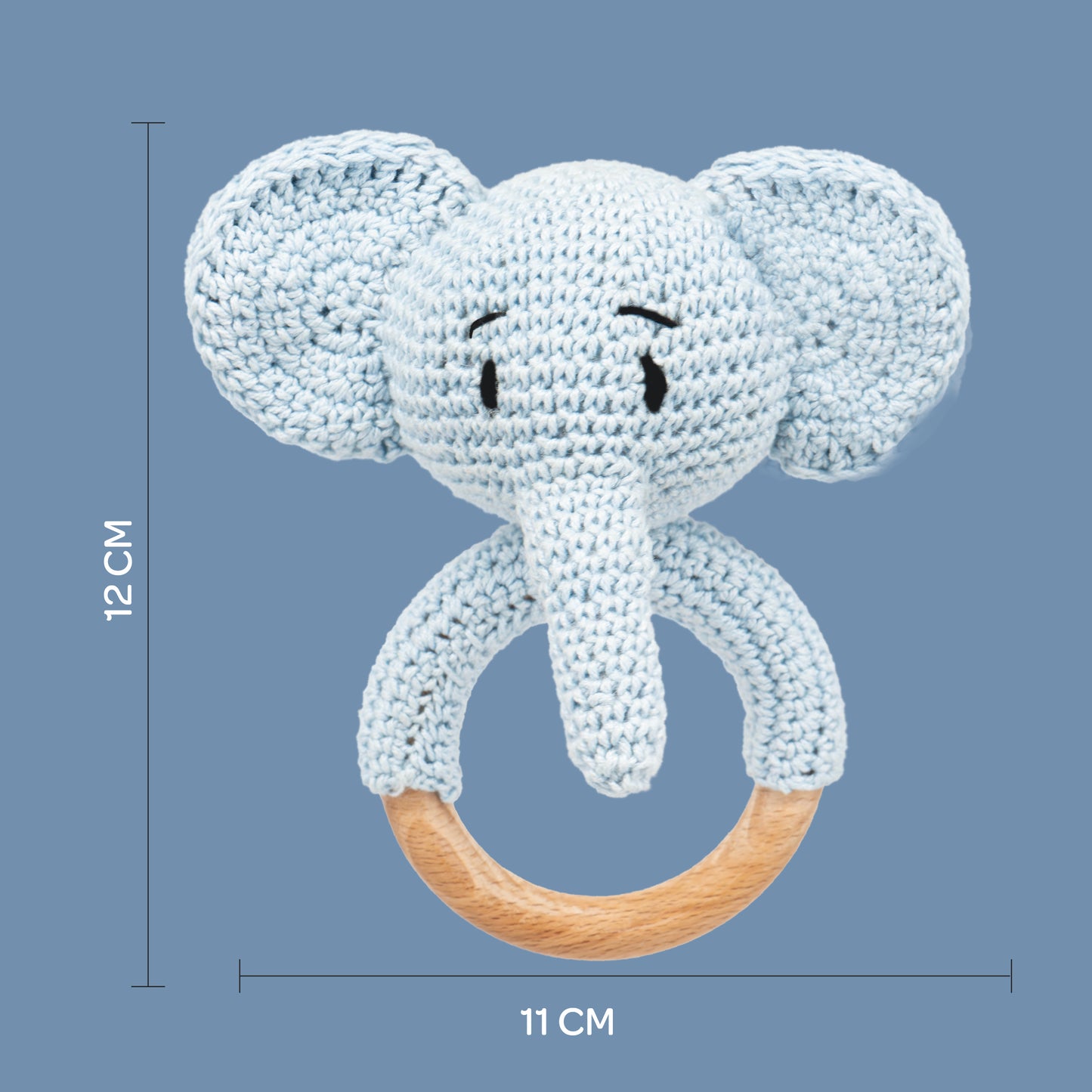 MOON Handcrafted Crochet Ring Rattle Toy-Elephant