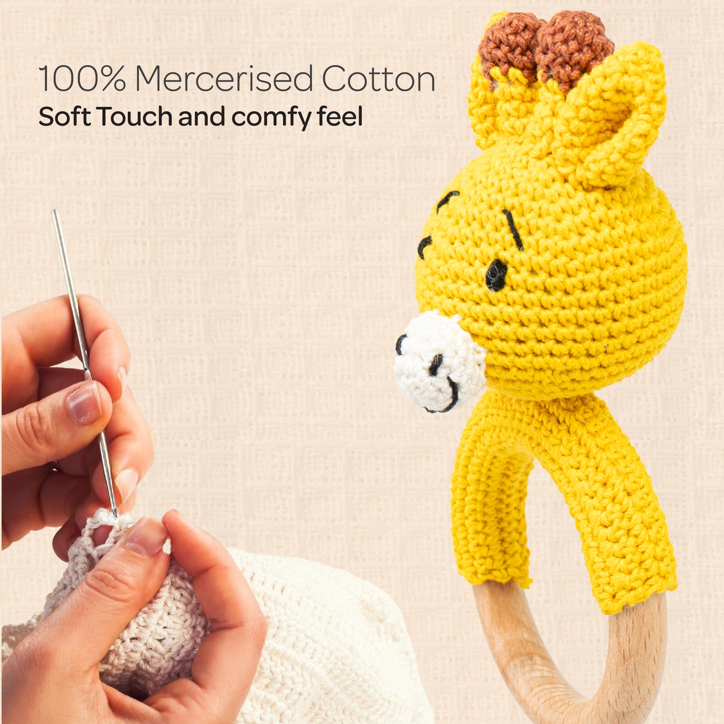MOON Handcrafted Crochet Ring Rattle Toy-Giraffe