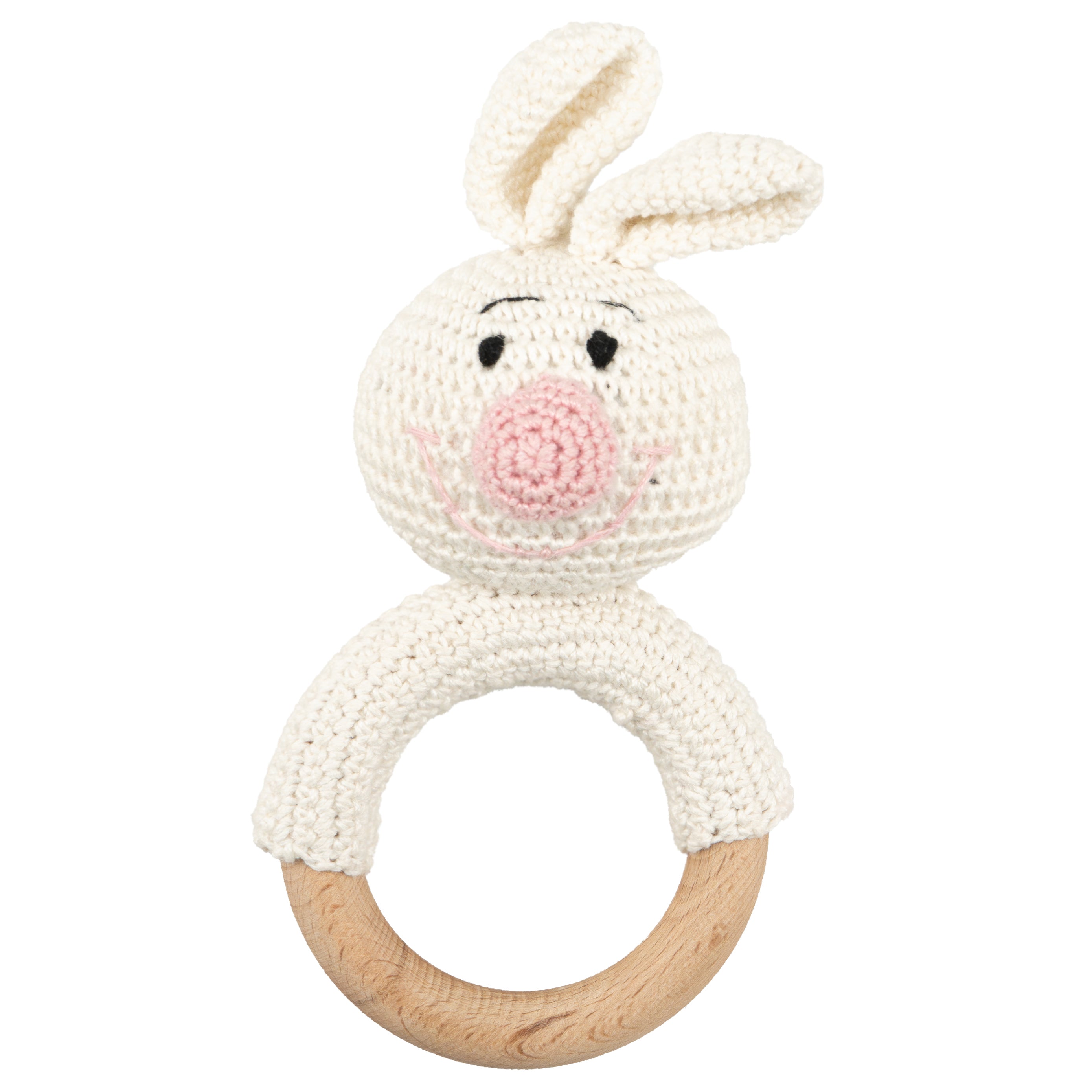 MOON Handcrafted Crochet Ring Rattle Toy-Bunny