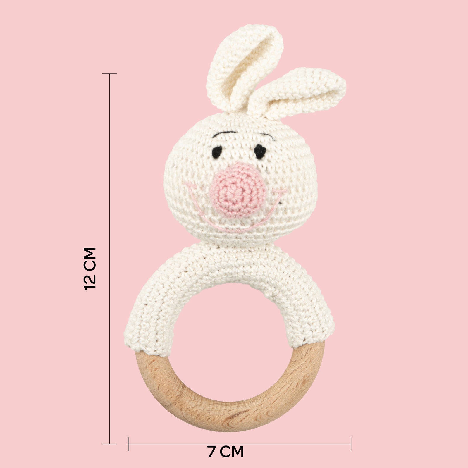MOON Handcrafted Crochet Ring Rattle Toy-Bunny
