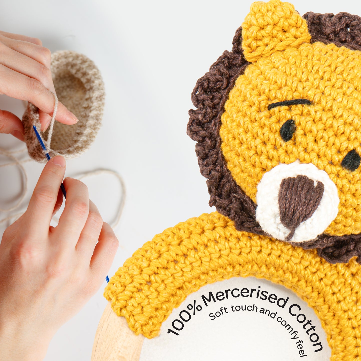 MOON Handcrafted Crochet Ring Rattle Toy-Lion