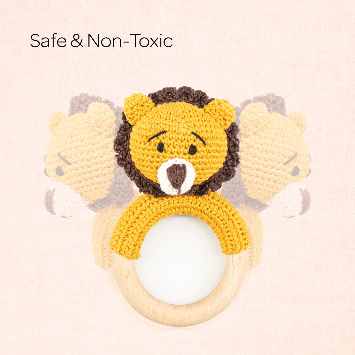 MOON Handcrafted Crochet Ring Rattle Toy-Lion