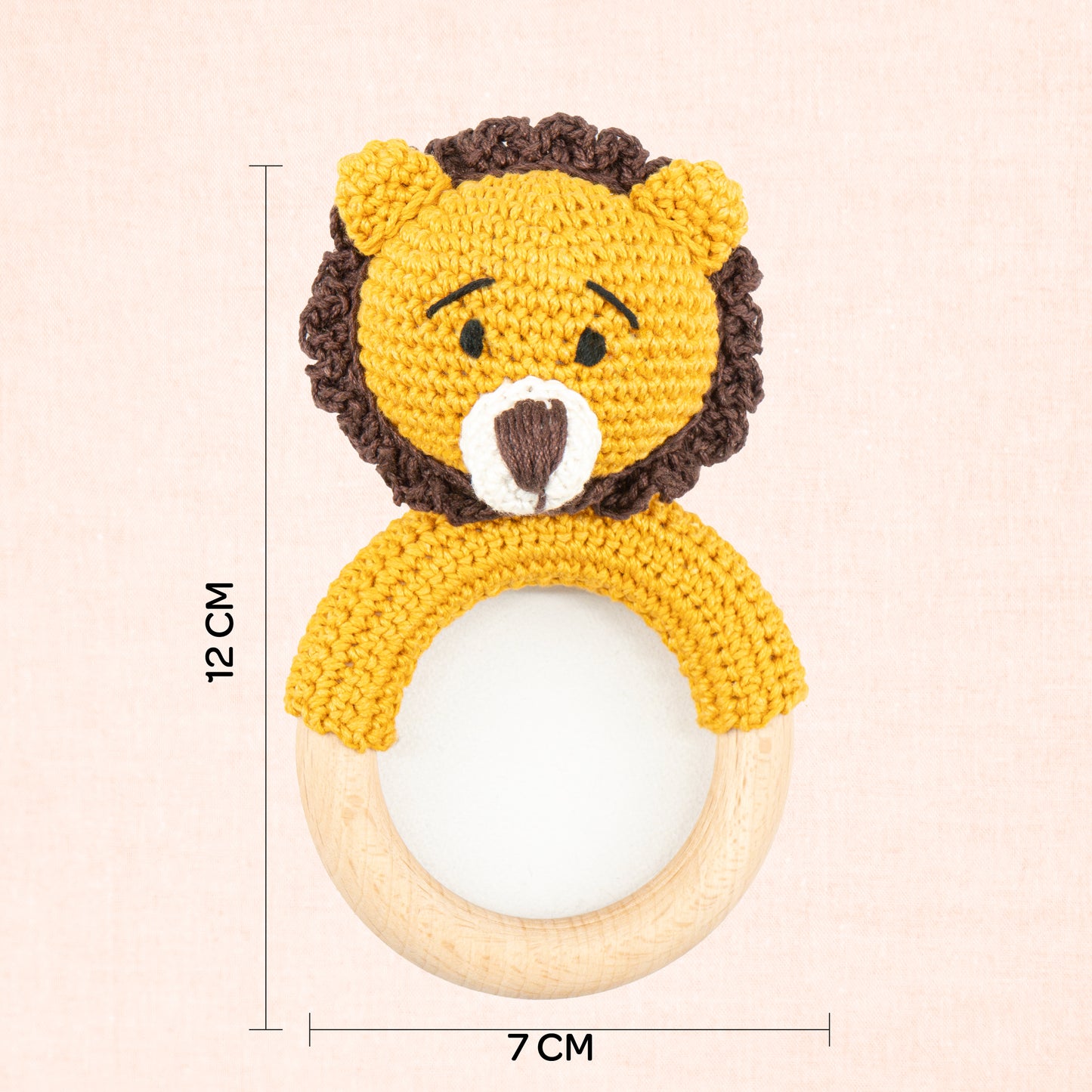 MOON Handcrafted Crochet Ring Rattle Toy-Lion