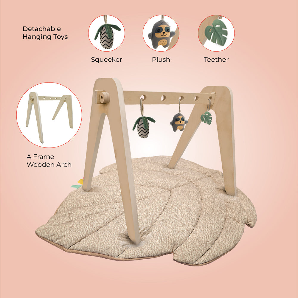 سجادة لعب للأطفال على شكل ورقة القيقب من MOON Natures Nook - بيج