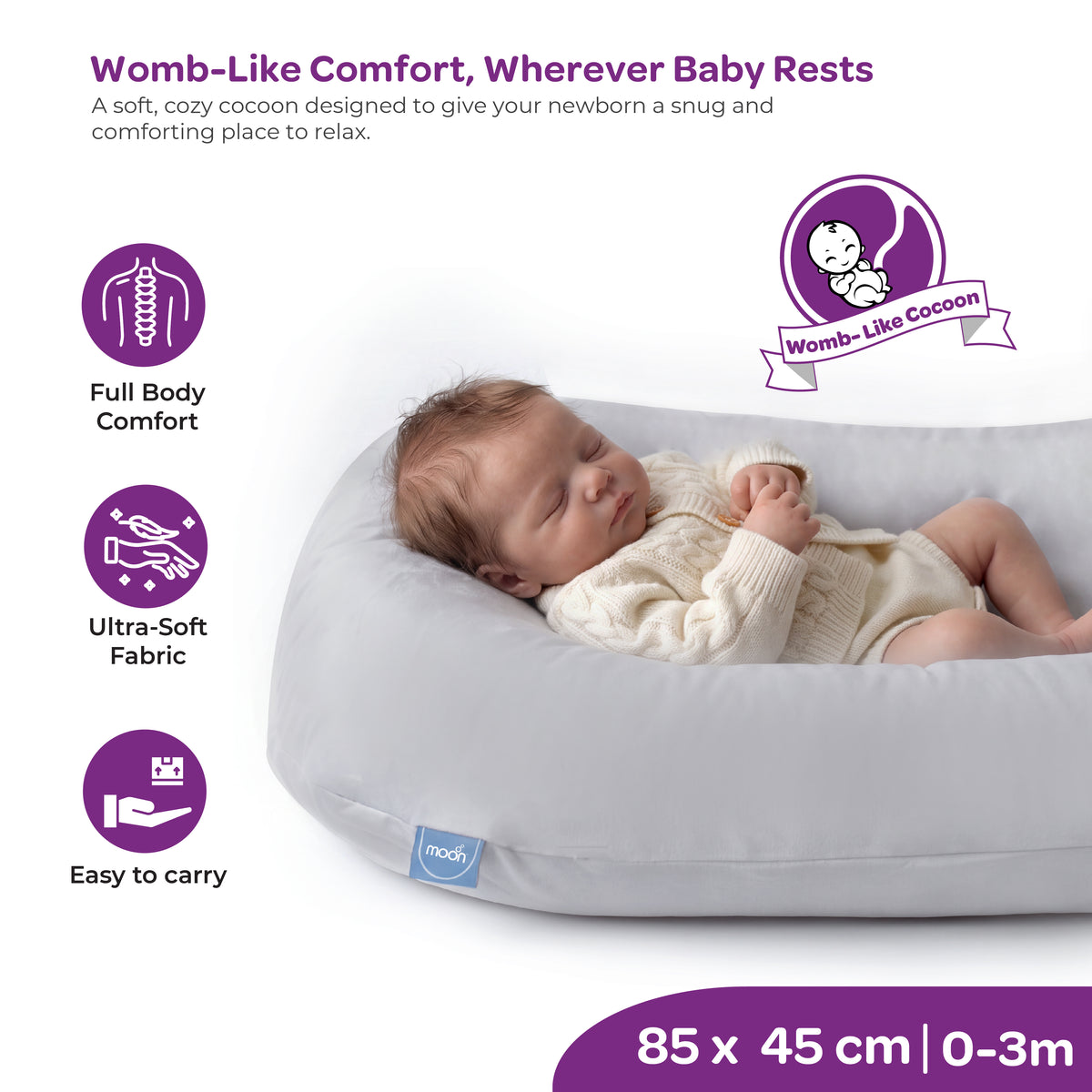 MOON Premium Baby Lounger - Grey