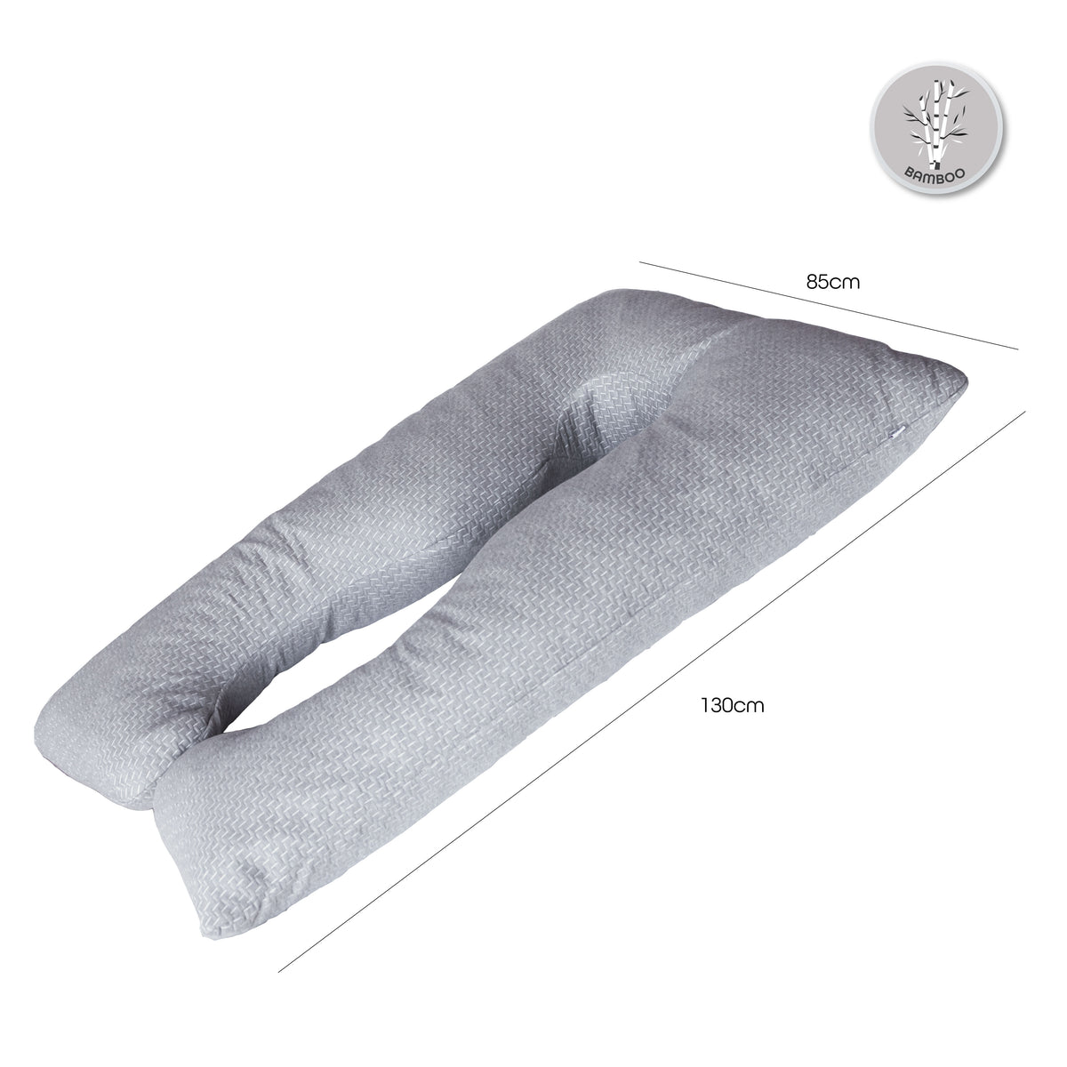 MOON  Bamboo Full Body Pregnancy Pillow U-Shaped- Grey