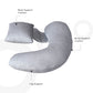 MOON  Bamboo Multi-Position Pregnancy Pillow - Grey