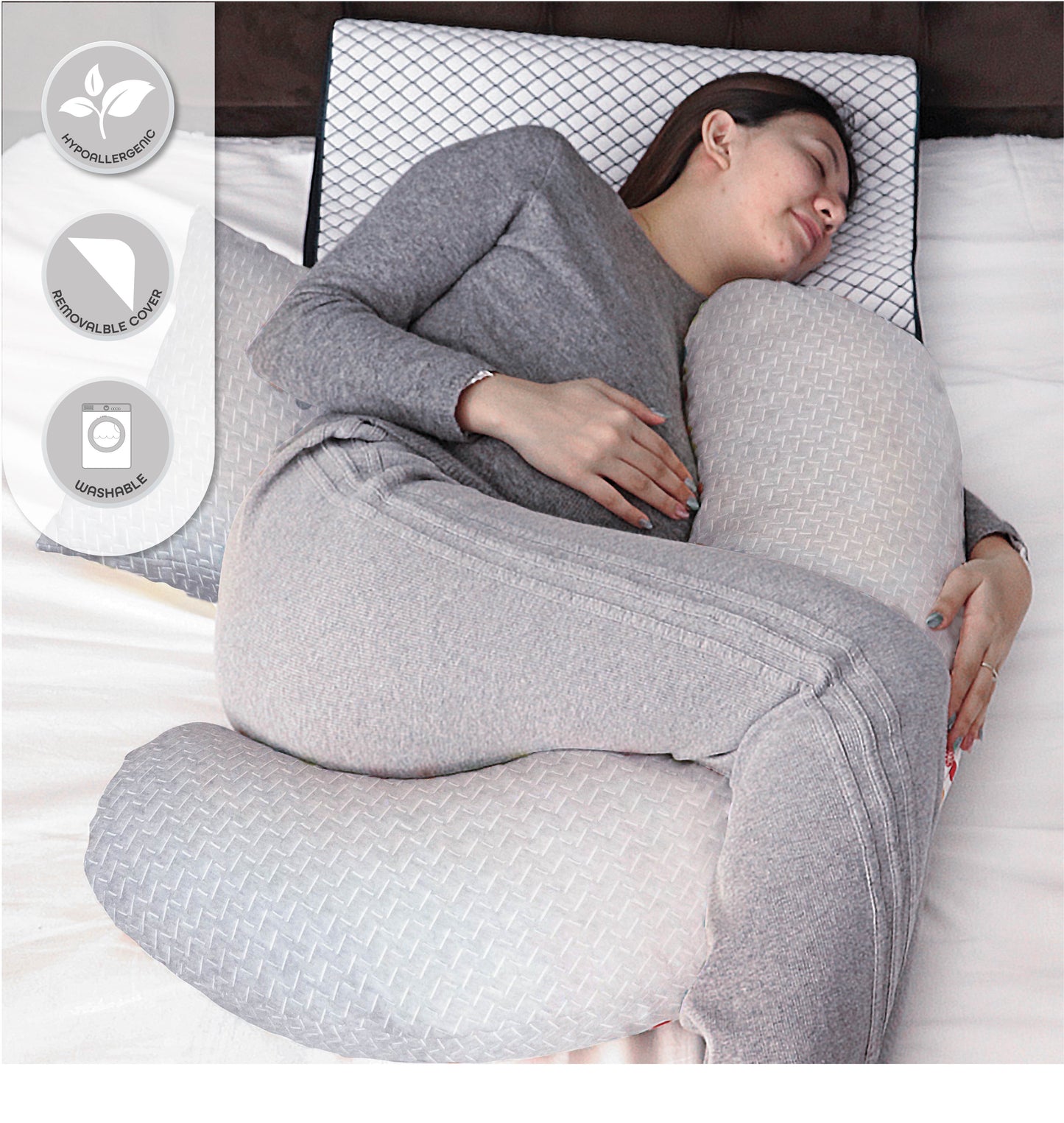 MOON  Bamboo Multi-Position Pregnancy Pillow - Grey