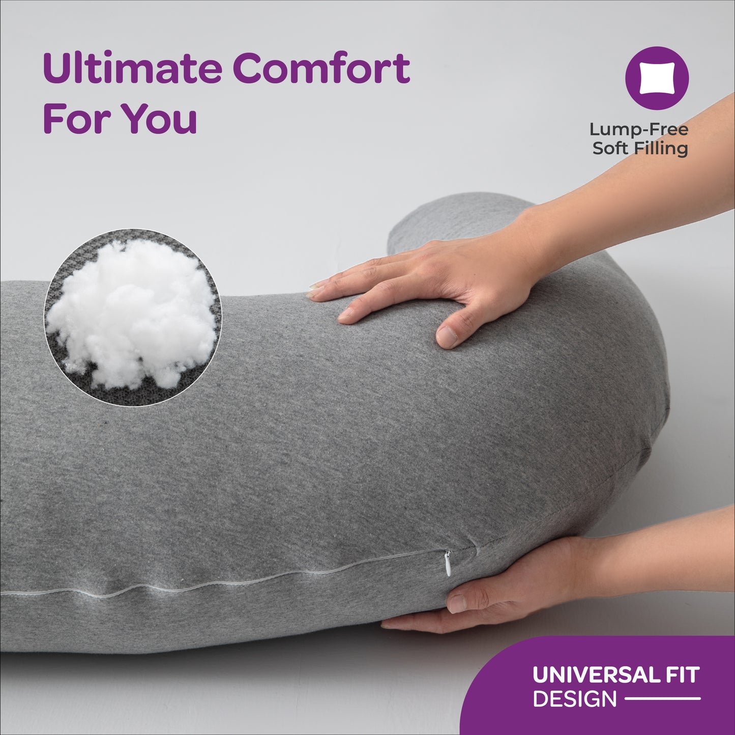 MOON Organic L Shaped Maternity Pillow-Light Grey
