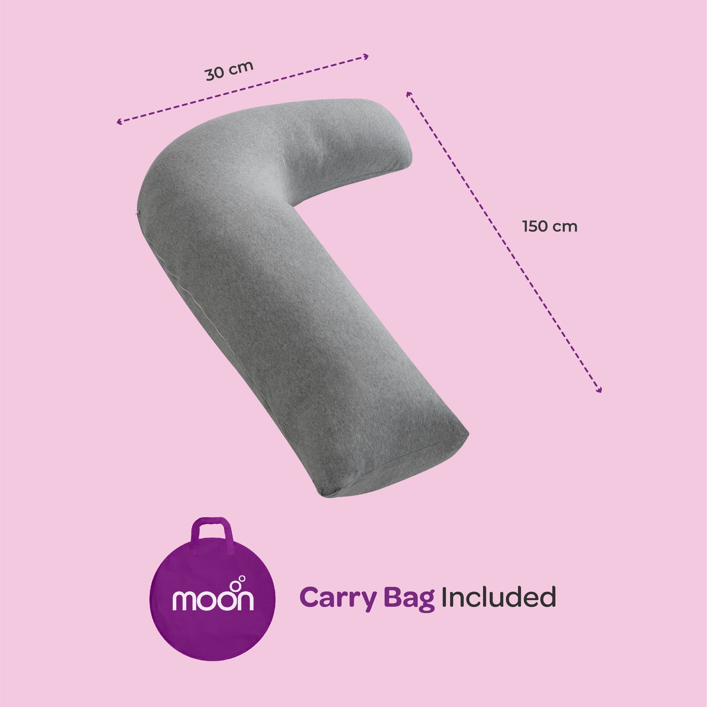 MOON Organic L Shaped Maternity Pillow-Light Grey