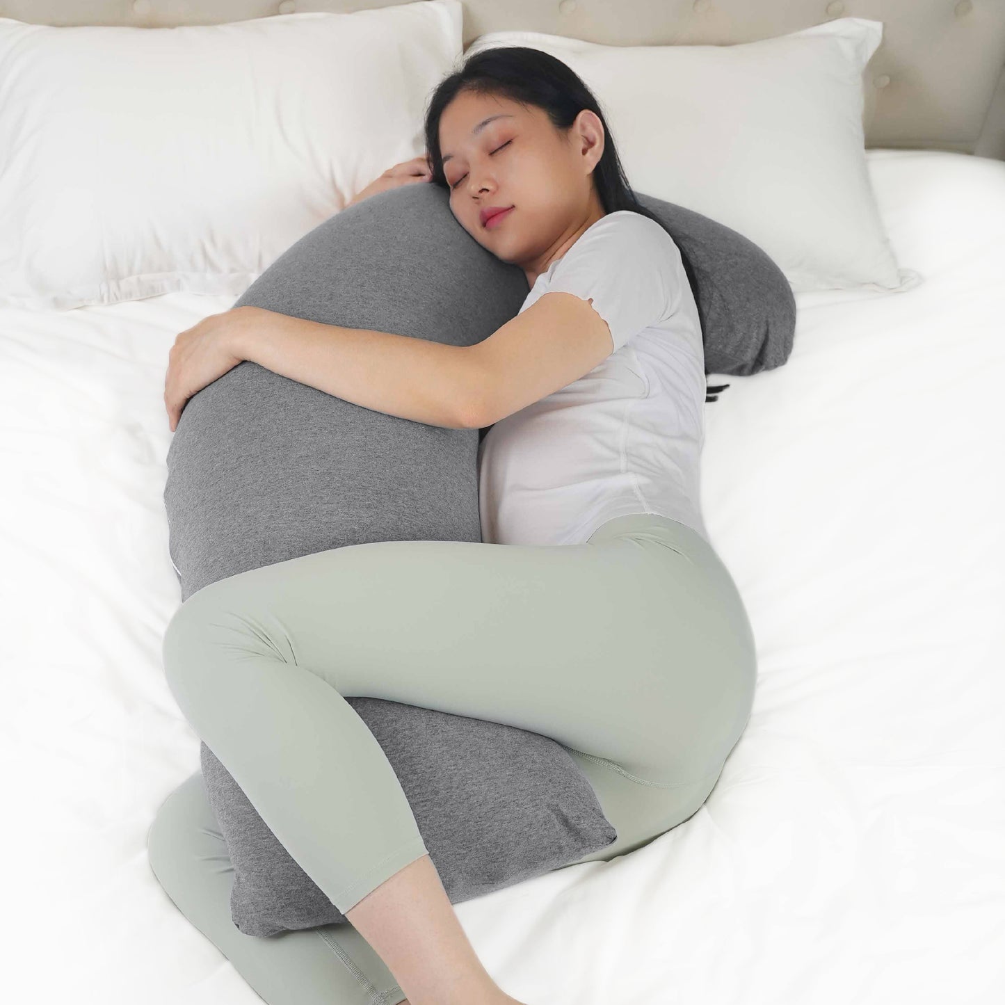 MOON Organic L Shaped Maternity Pillow-Light Grey