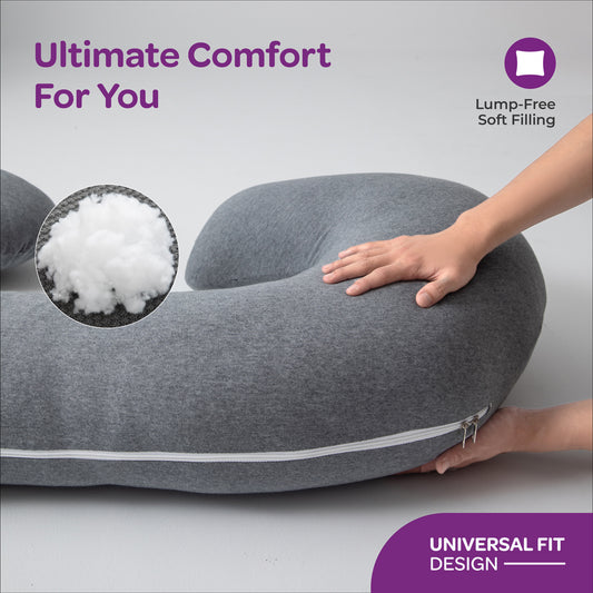 MOON Organic C Shaped Maternity Pillow-Light Grey