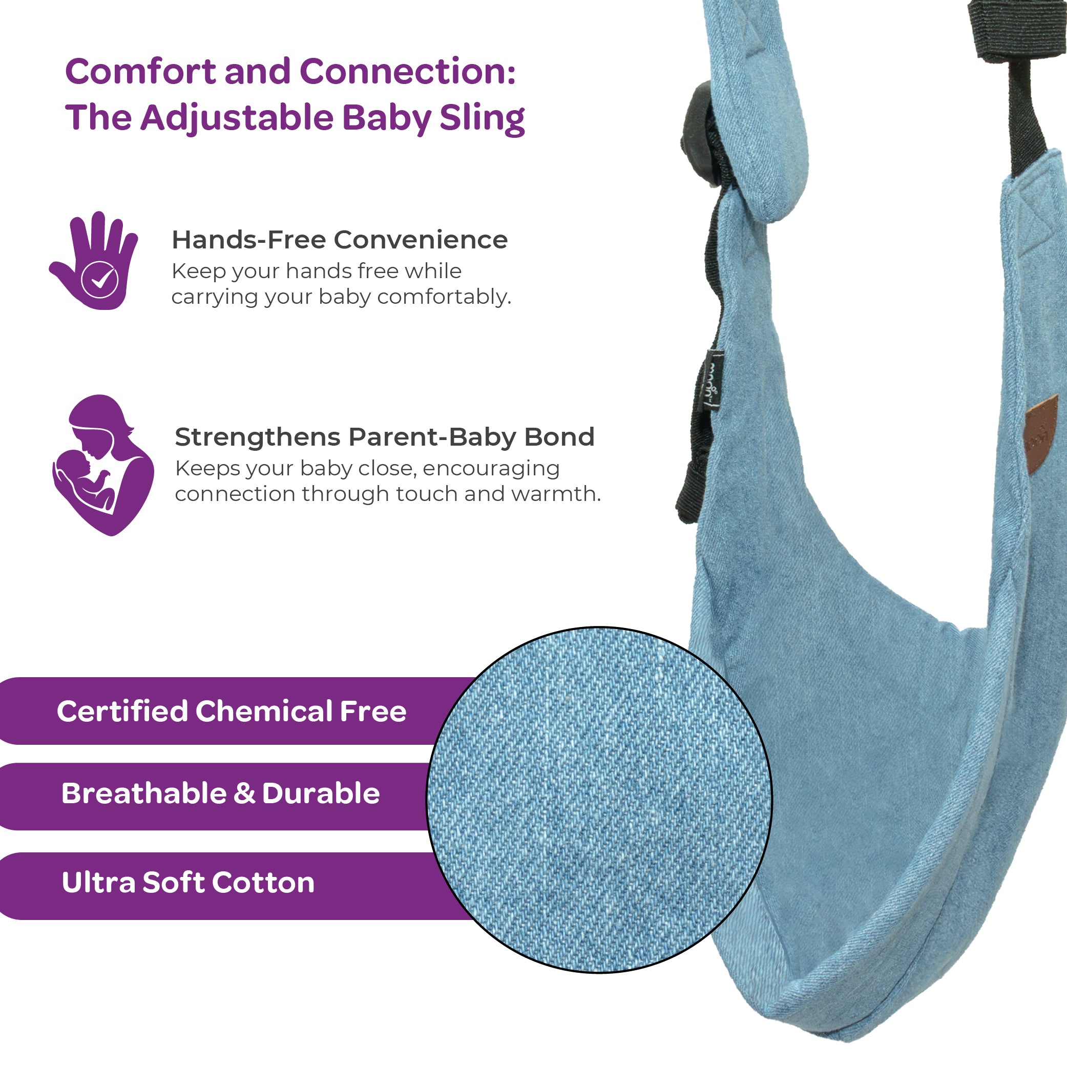 MOON Baby Carrier Baby Sling Carrier-Light Jean