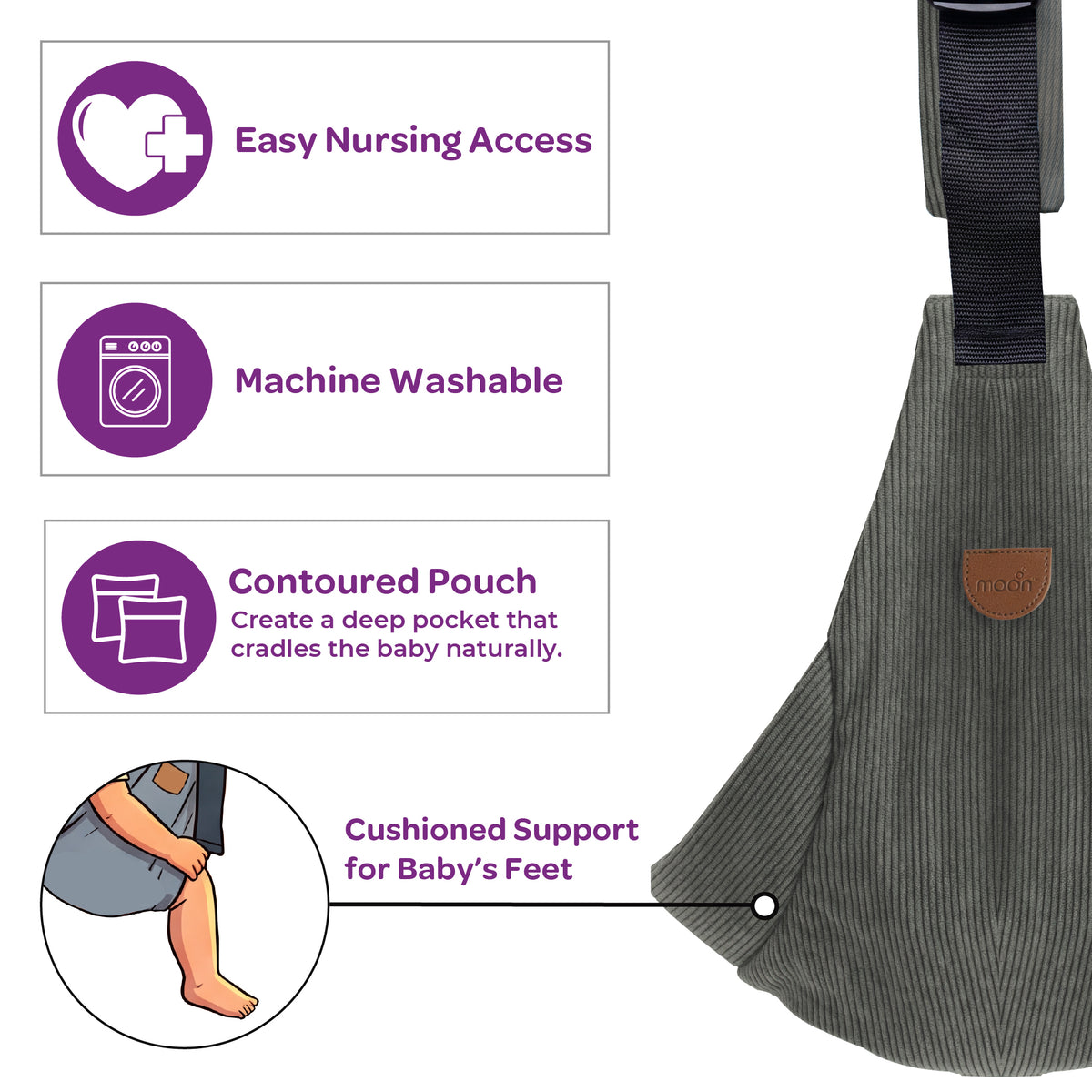 MOON Baby Carrier Baby Sling Carrier-Grey