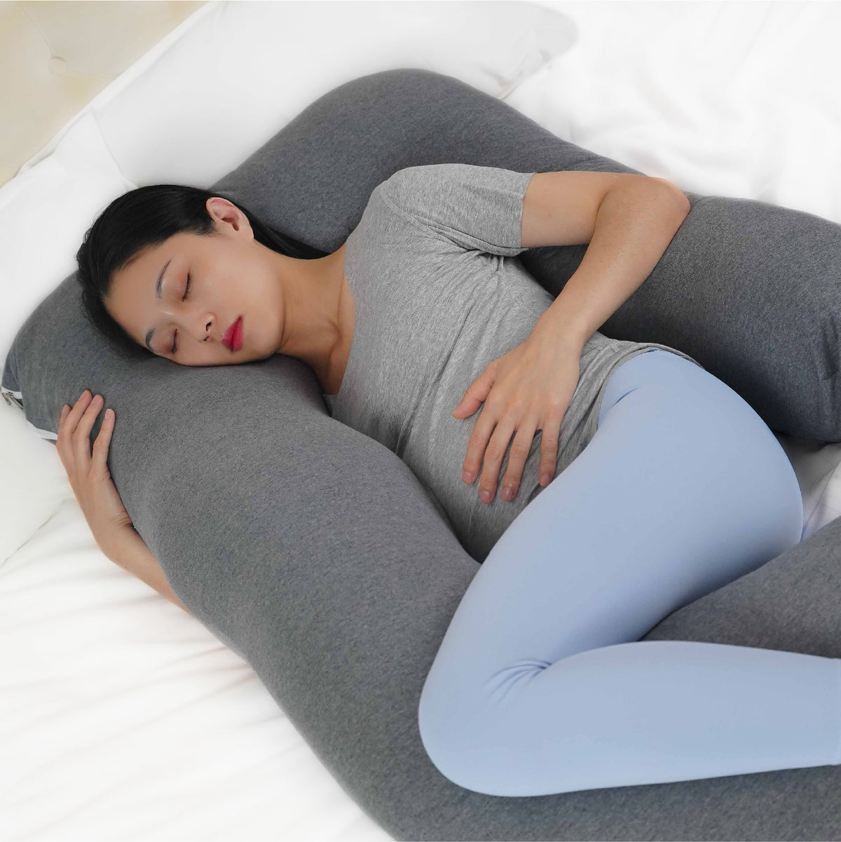 MOON Organic U Shaped Contour Maternity Pillow-Light Grey