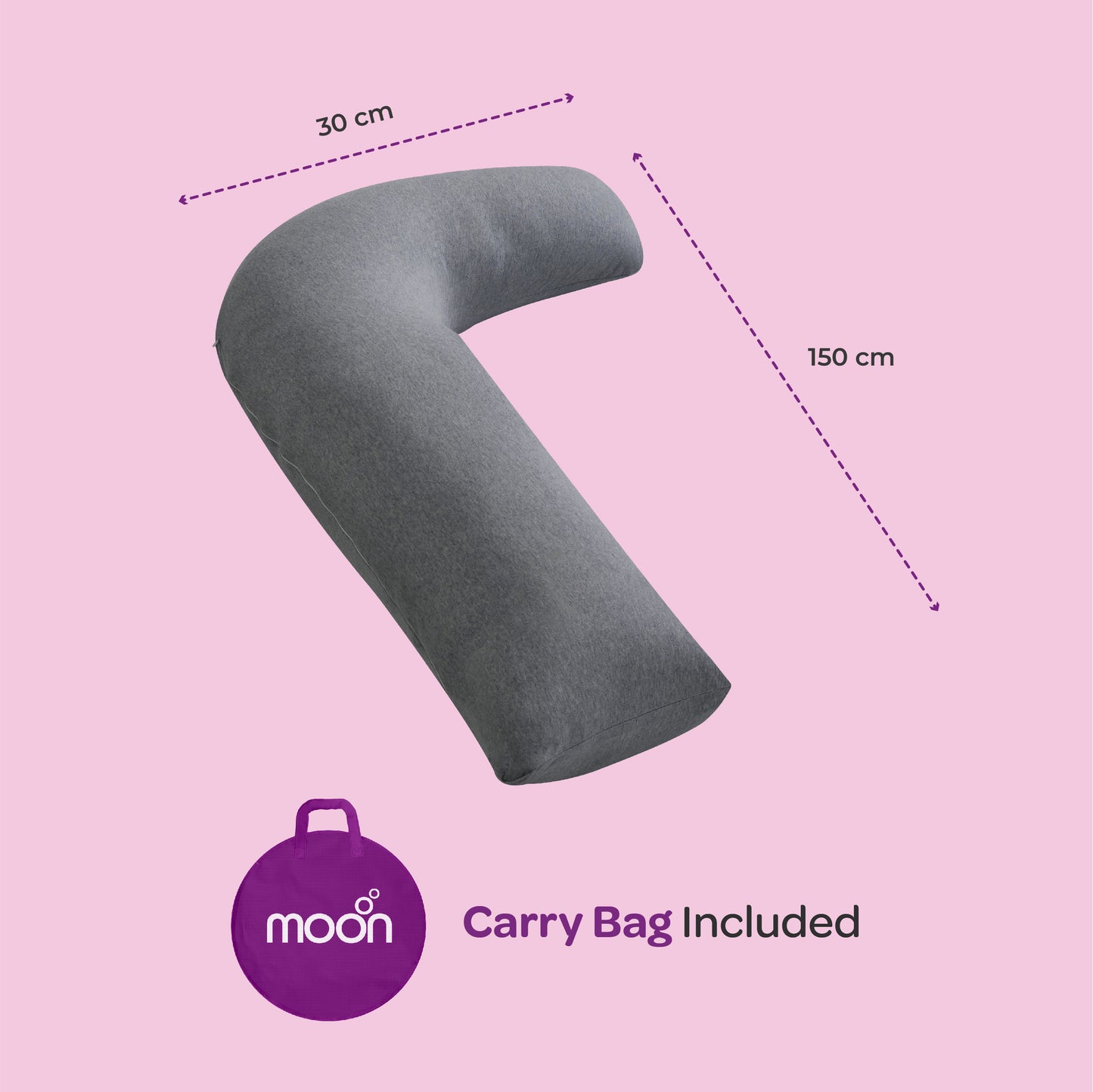 MOON Organic L Shaped Maternity Pillow-Light Grey