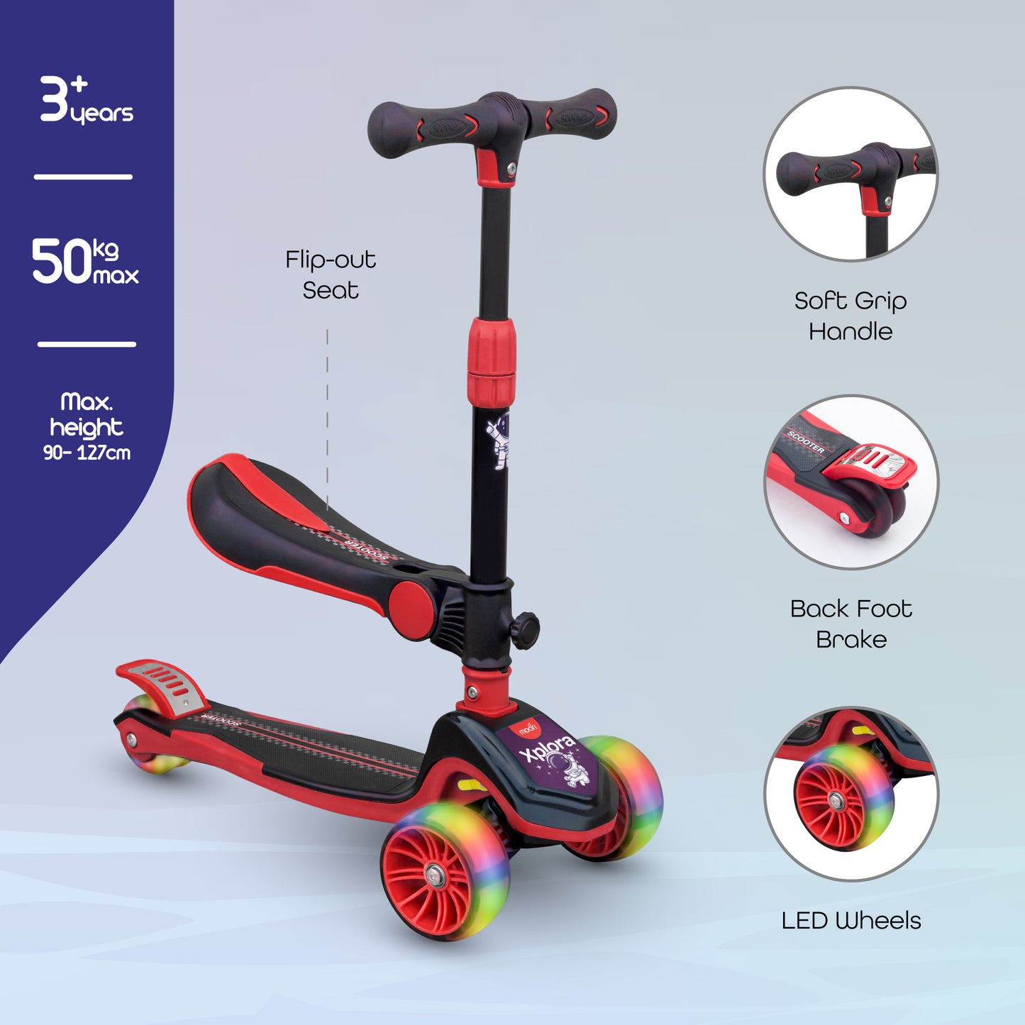 MOON Xplora Baby Scooter with seat- Red