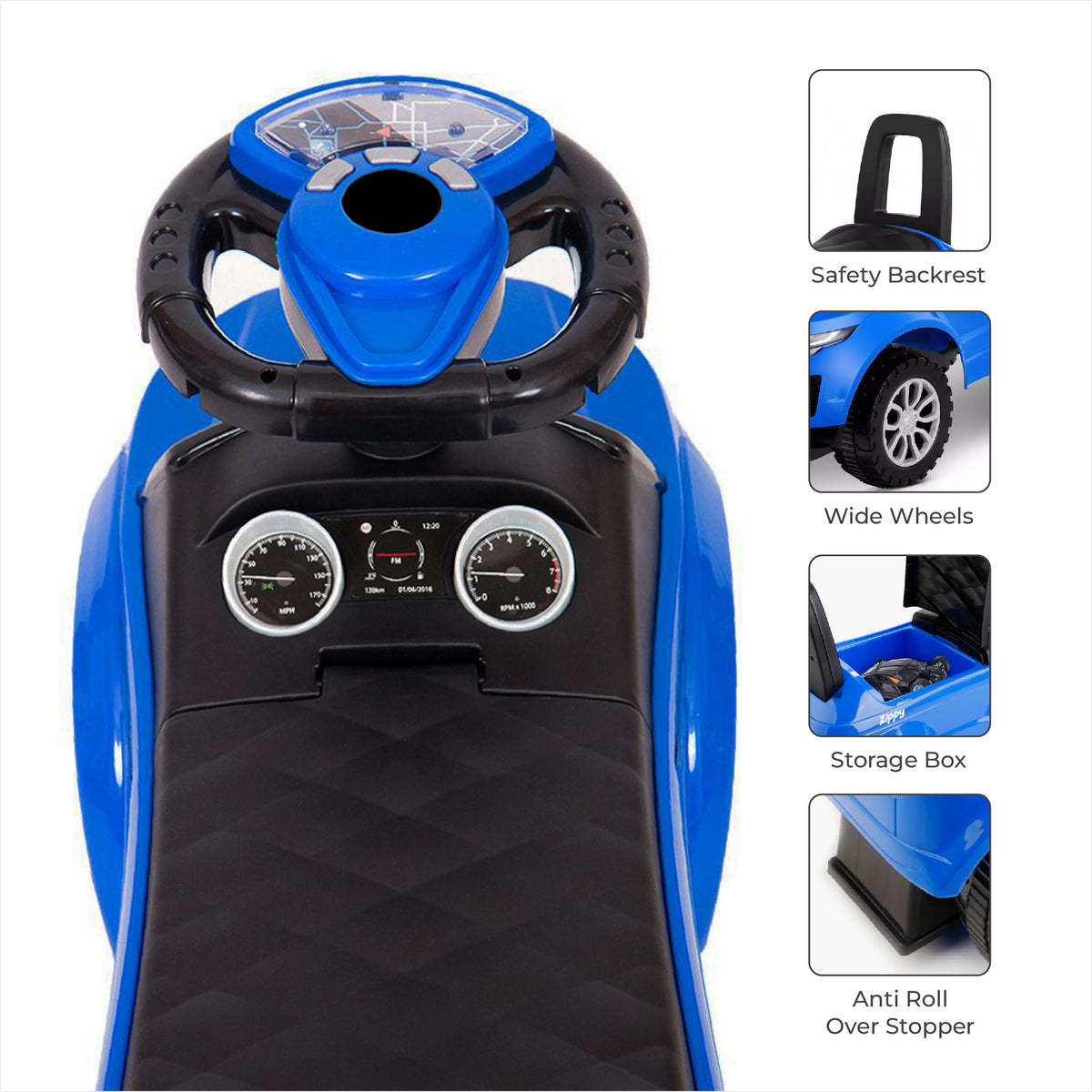 MOON Zippy Baby Sports Car, Blue — The Moon Brand product image