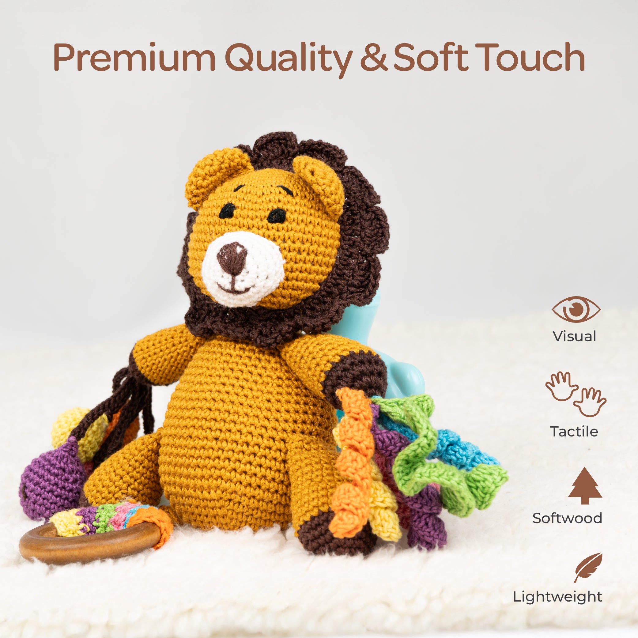 MOON Handcrafted Crochet  Toy with Ring & Clip Hanger- Lion