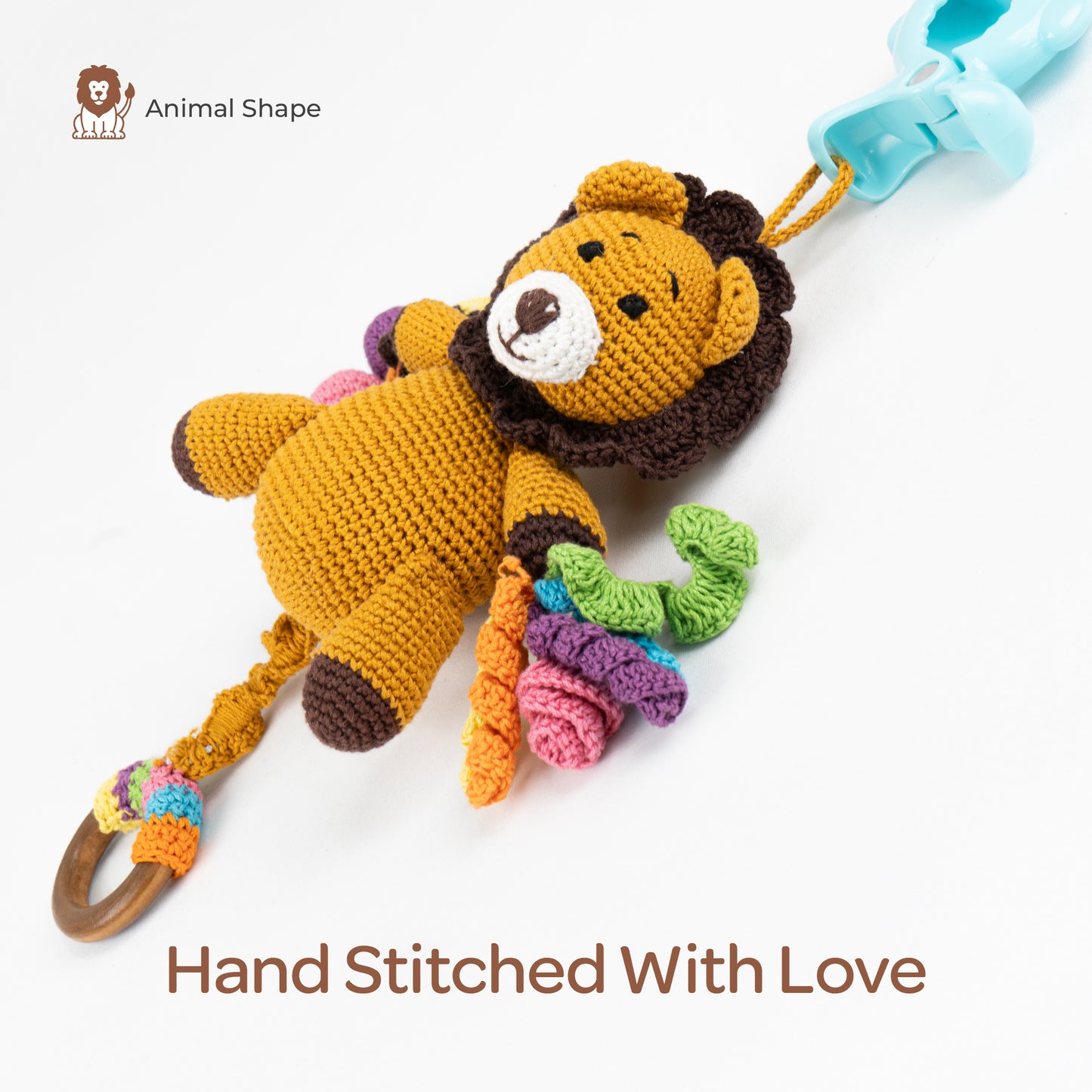 MOON Handcrafted Crochet  Toy with Ring & Clip Hanger- Lion