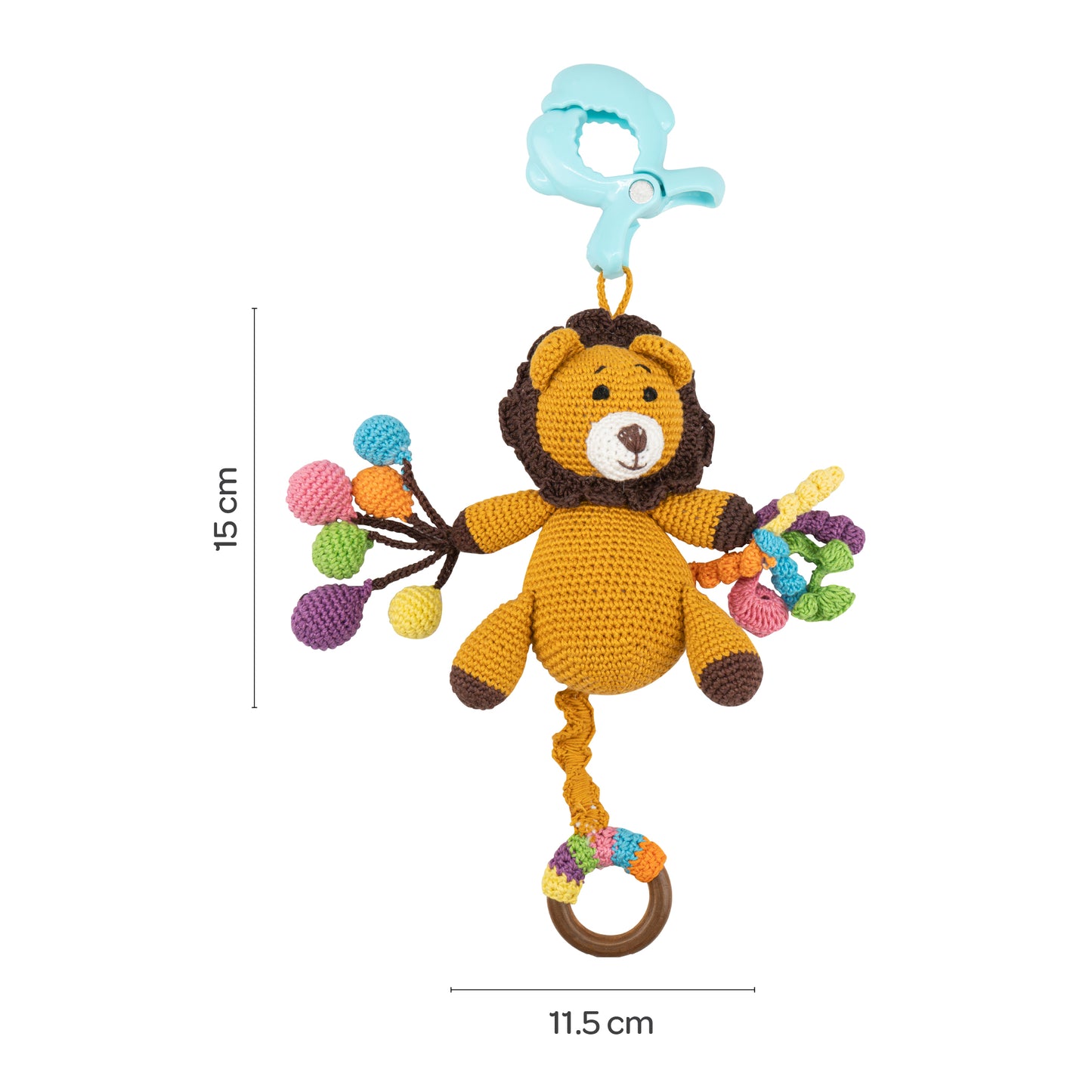 MOON Handcrafted Crochet  Toy with Ring & Clip Hanger- Lion