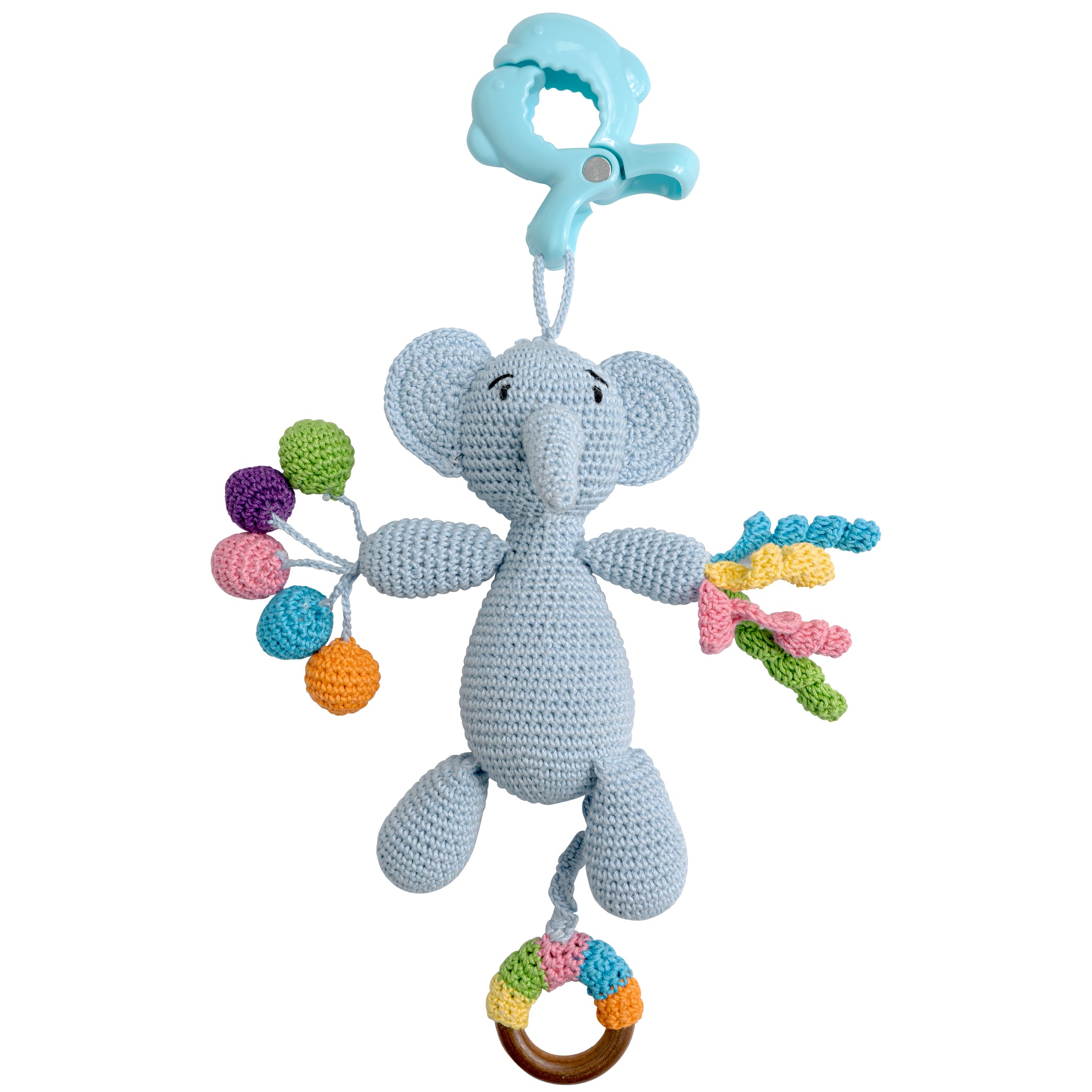 MOON Handcrafted Crochet  Toy with  Ring & Clip Hanger-Elephant