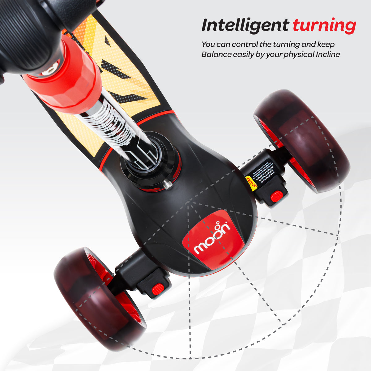 The Moon Brand Ranger Ride Skate Kids scooter with LED Wheels-Red
