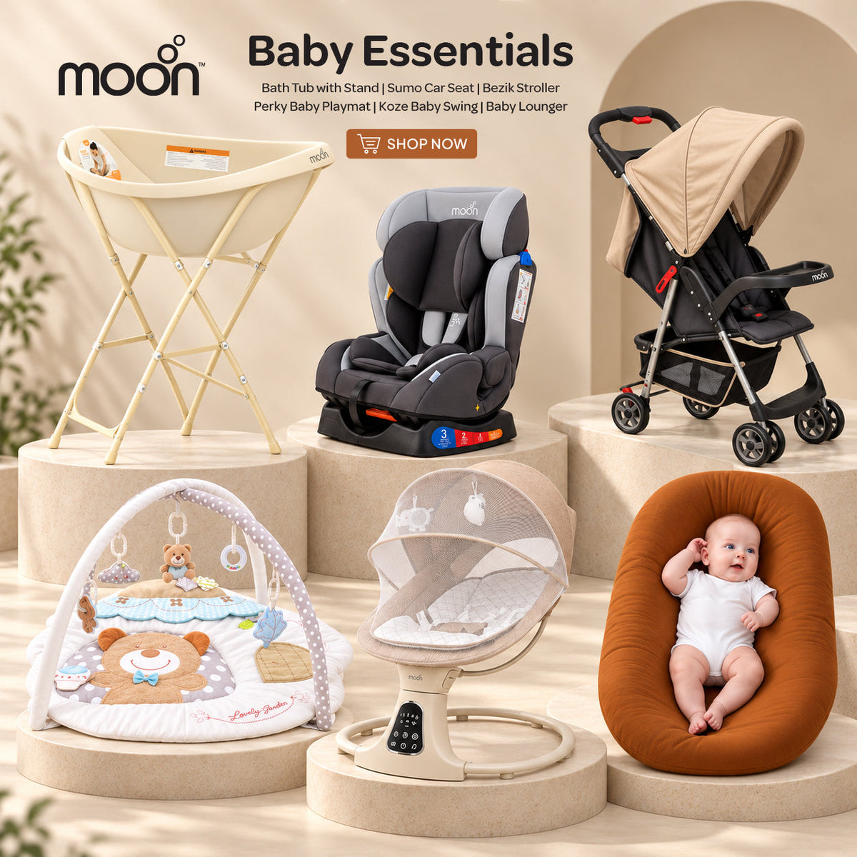 MOON Travel & Play 7-piece baby essentials bundle